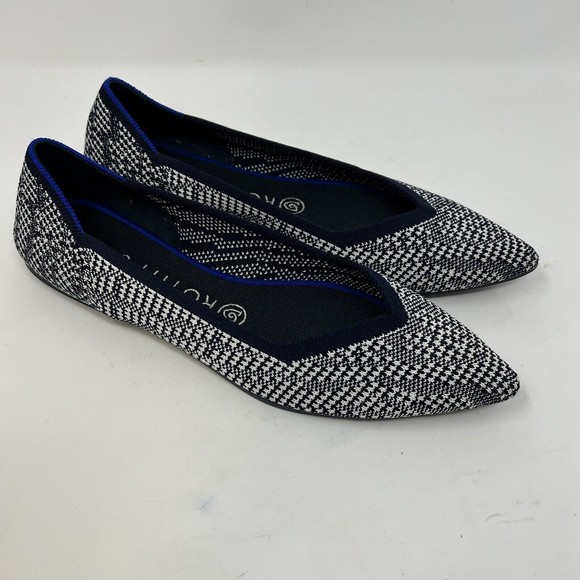 Rothy’s The Point Navy Blue Houndstooth Ballet Flat Women’s Size 8.5 - Picture 2 of 7
